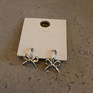 Urban outfitters silver bow hoop earrings